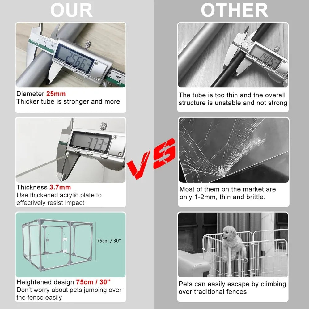 Acrylic Dog Pen Indoor Playpen For Puppies And Dogs