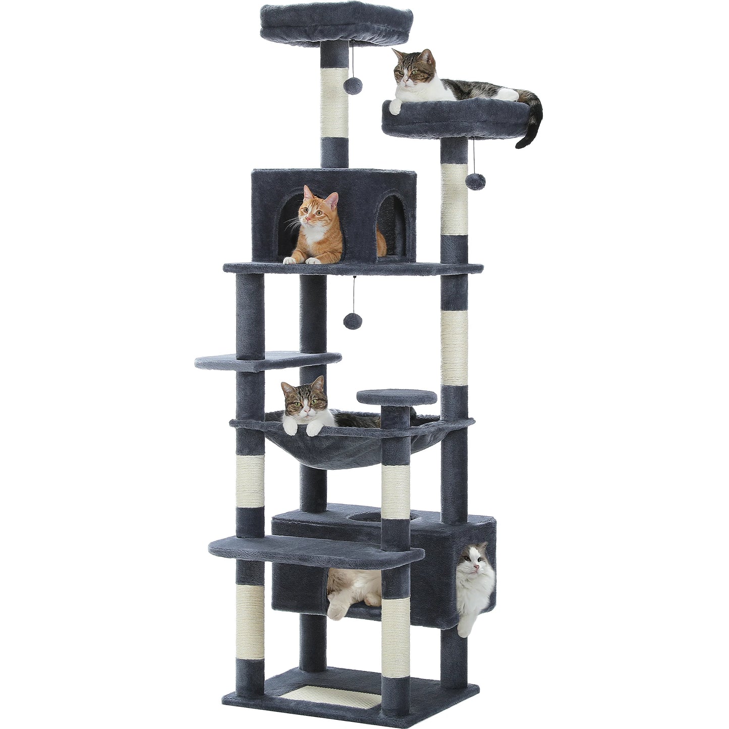 PEQULTI Cat Tree Tower With Scratching Posts Board Hammock Condo