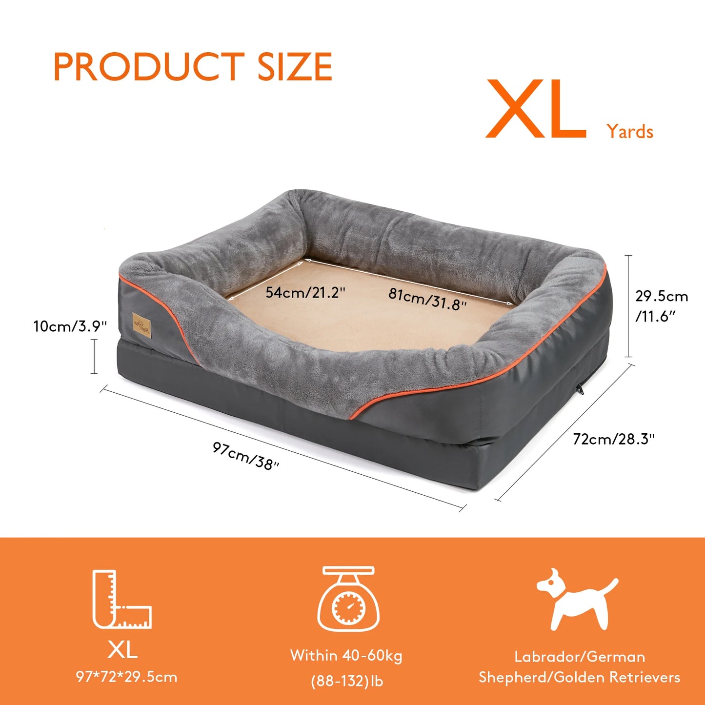 BINGOPAWCN Orthopedic Memory Foam Dog Bed With Bolstered Sides