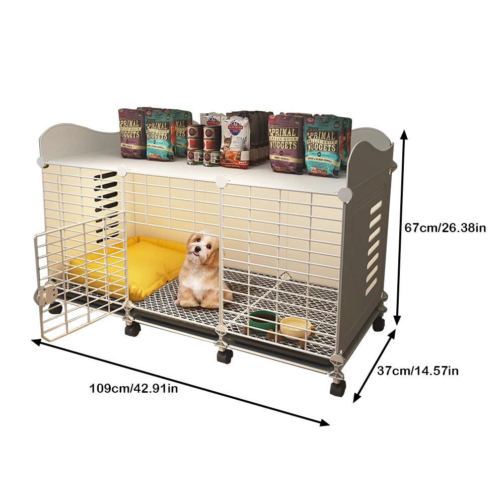 Dog Kennel With Wheels And Tray Indoor Wire Crate Durable