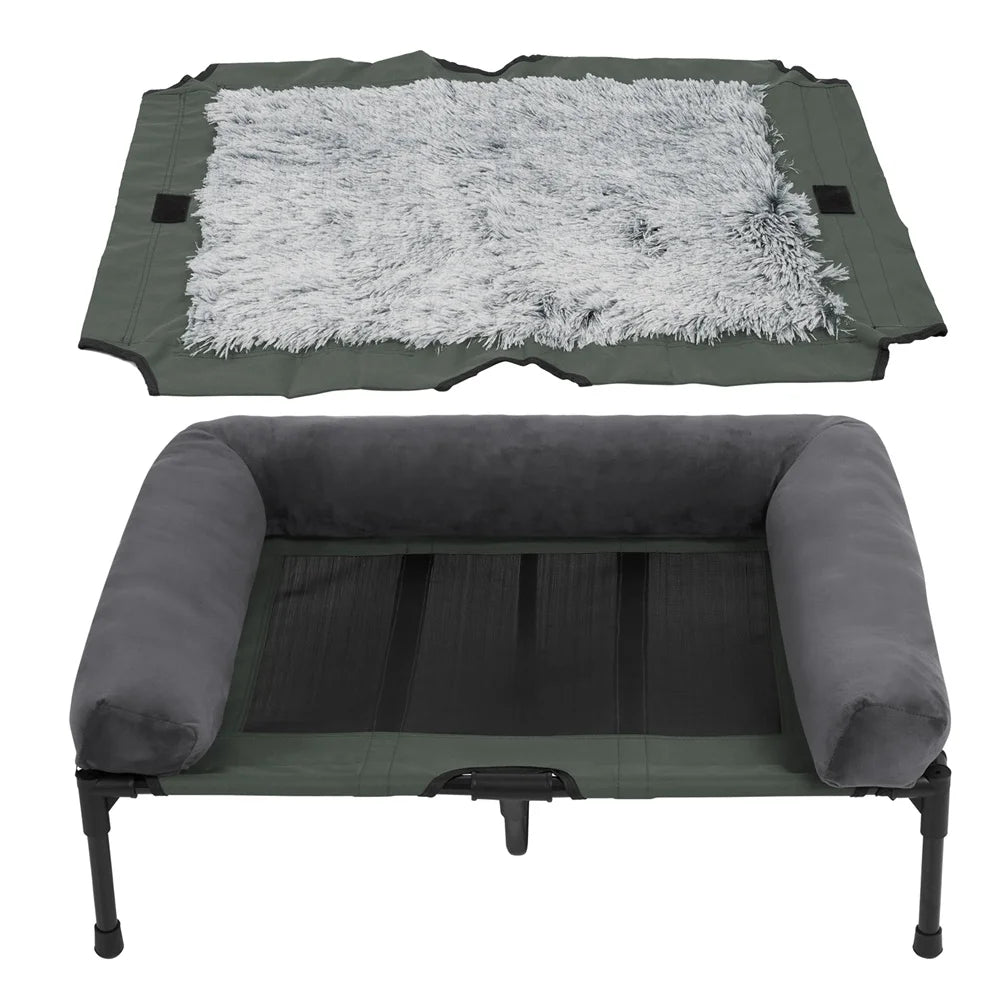 BORWART CN Outdoor Raised Dog Bed With Cooling Plush Mat