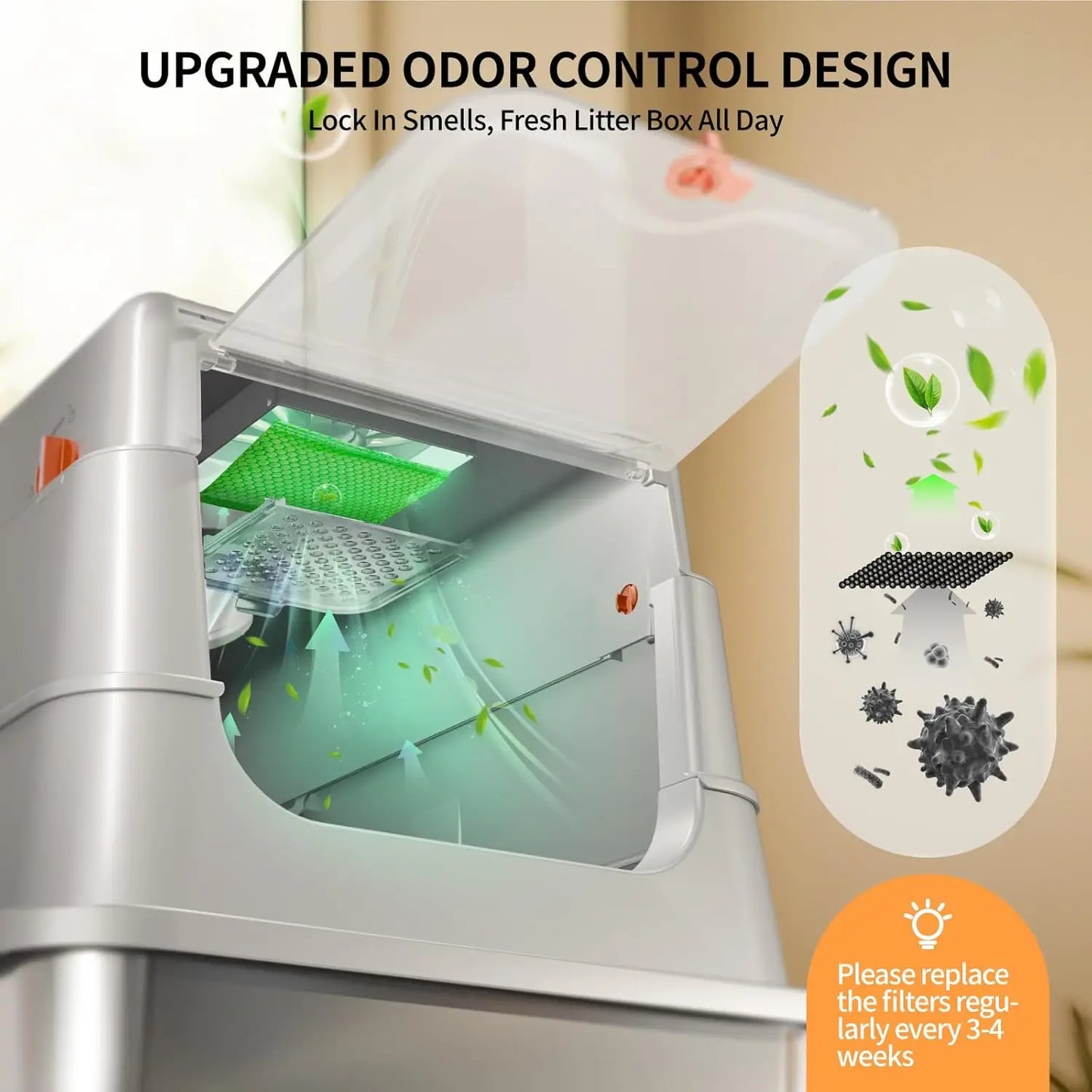 Stainless Steel Cat Litter Box High Sides Odor Control