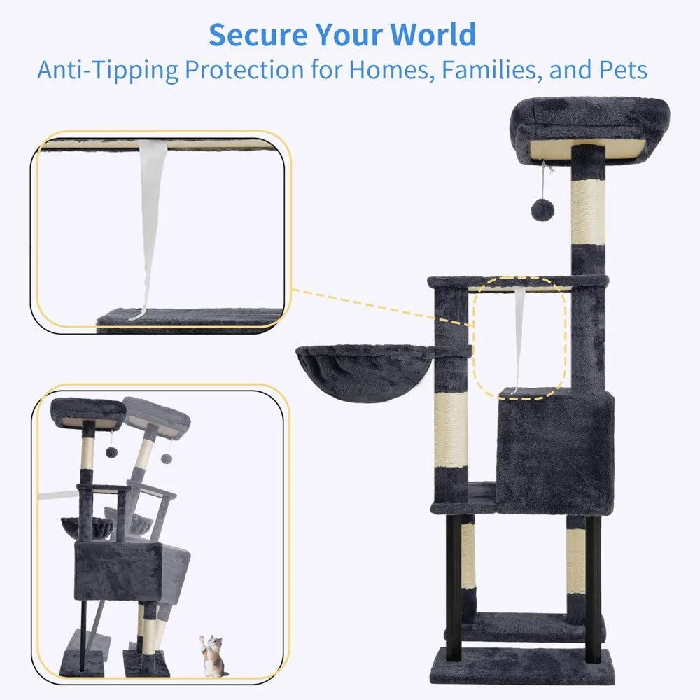NBVCX Multi Level Cat Tower With Hidden Condo Sisal Posts