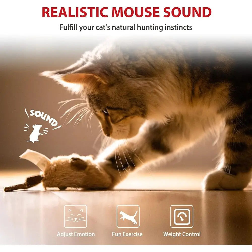 Interactive Cat Toy Mouse Automatic Squeaky For Kitten Indoor Outdoor