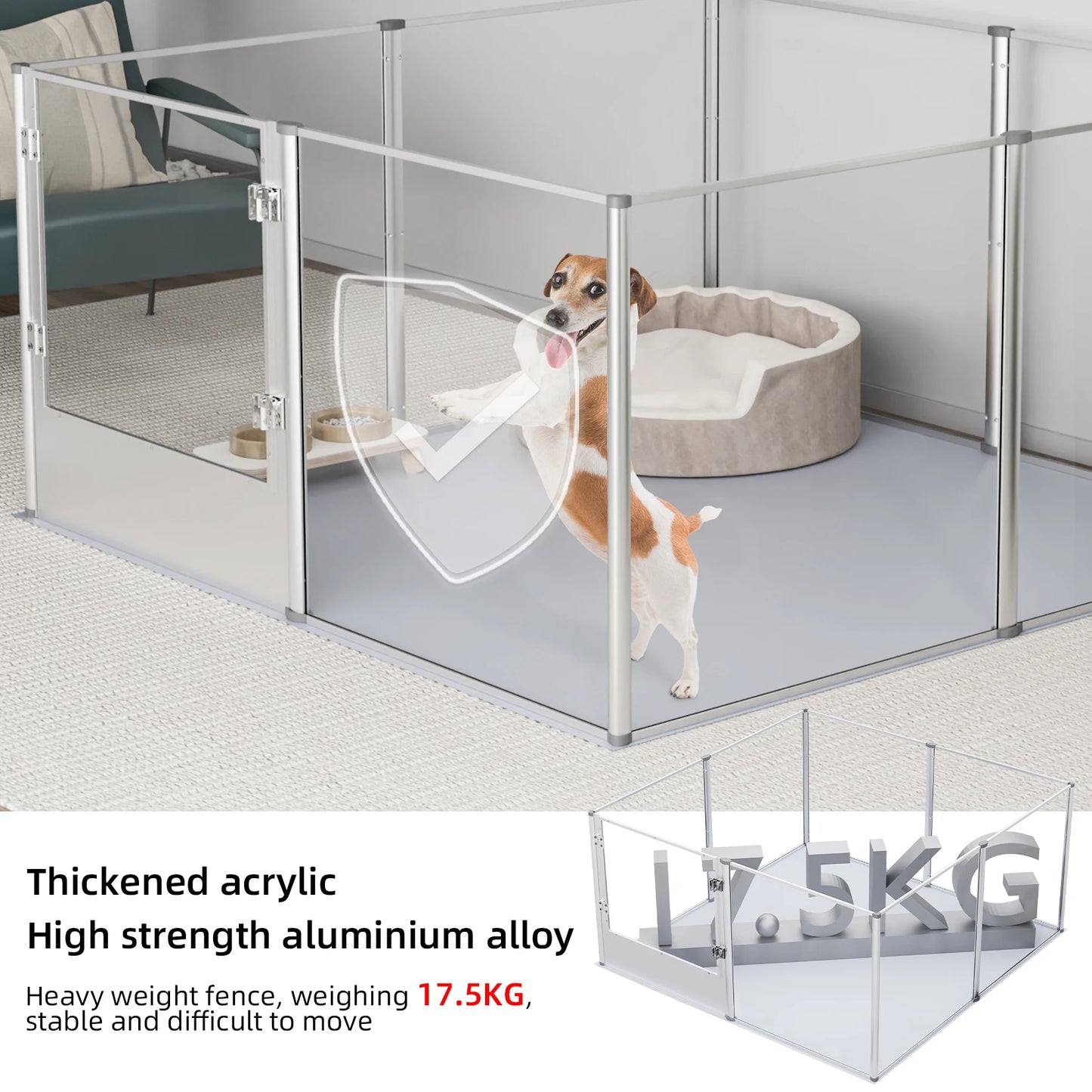 BINGOPAW Acrylic Dog Playpen Fence With Waterproof Pad For Pets