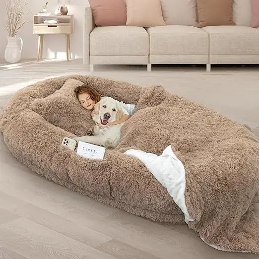 Memory Foam Dog Bed With Pillow And Plush Blanket Strap
