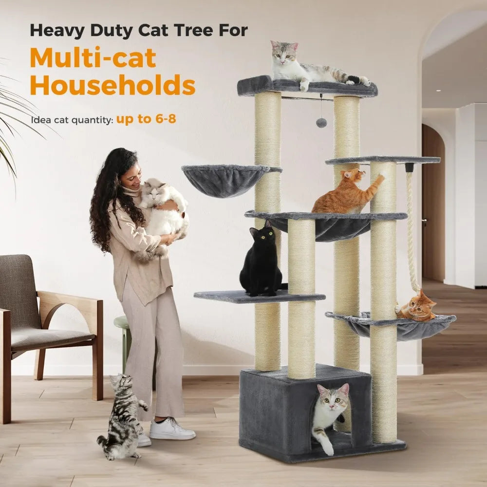 Heavy Duty Cat Tree With Cat Condo And Scratching Posts