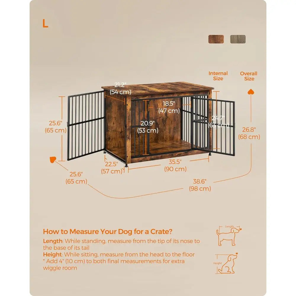 Heavy Duty Dog Crate Furniture With Wooden Side End Table
