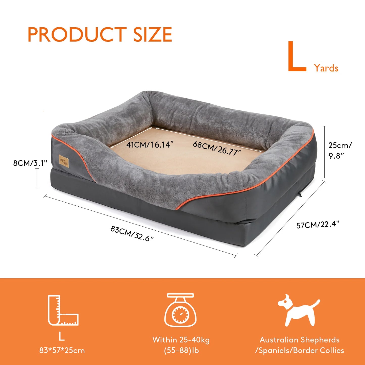BINGOPAW Orthopedic Dog Bed Memory Foam Quilted Bolstered