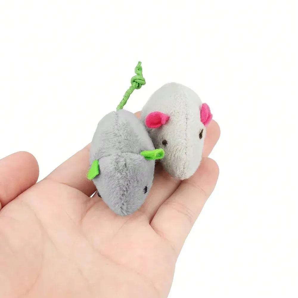 Interactive Fleece Cat Mouse Toy With Squeaking Rattle For Indoor Use