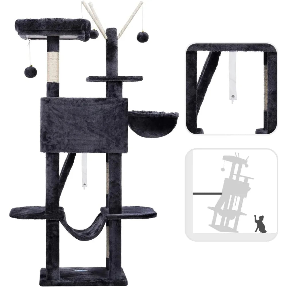 NBVCX Cat Tree Tower With Hammock Condo And Scratching Posts