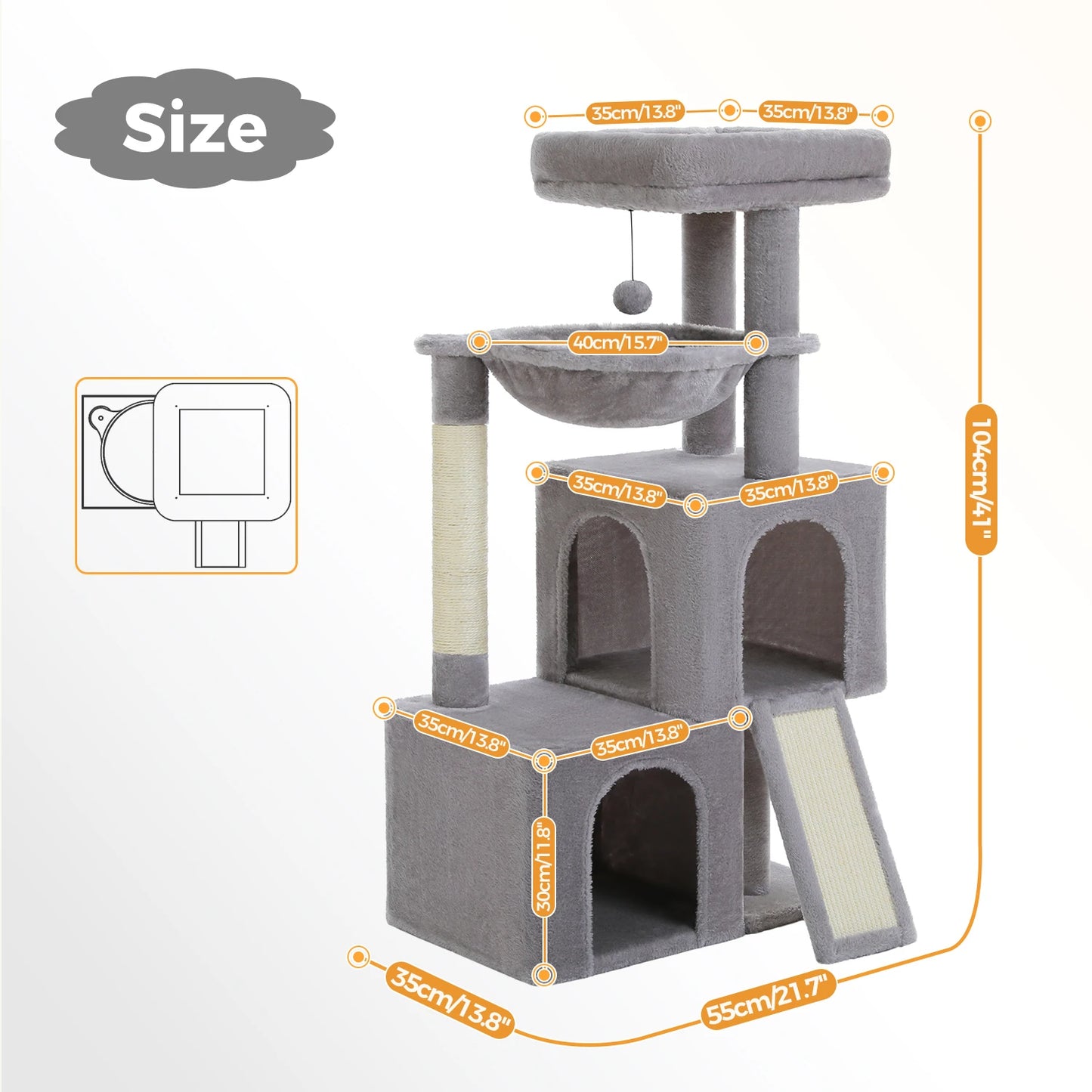 PAWZ Road Cat Tree With Condos And Sisal Scratching Pad