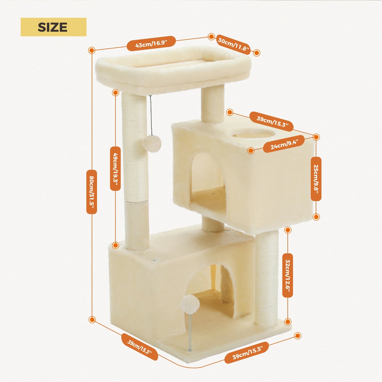 Pawz Road Multi Level Cat Tower With Sisal Scratching Perch