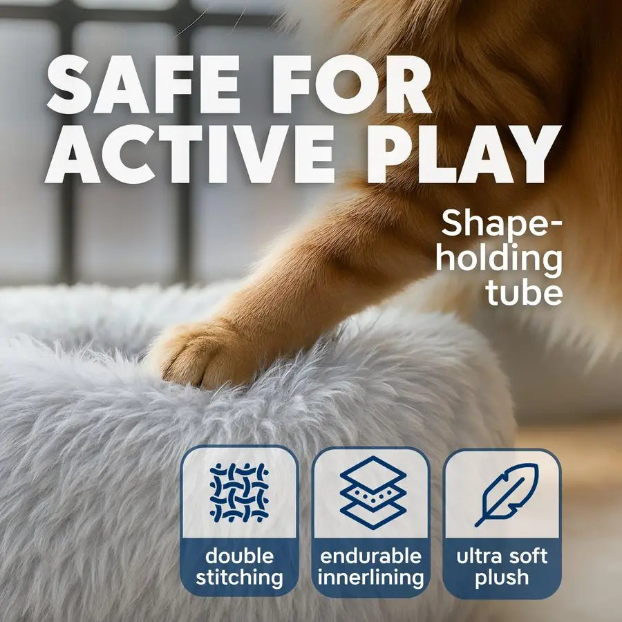 Donut Tunnel Cat Bed Indoor Plush Hideaway With Toys 3in1