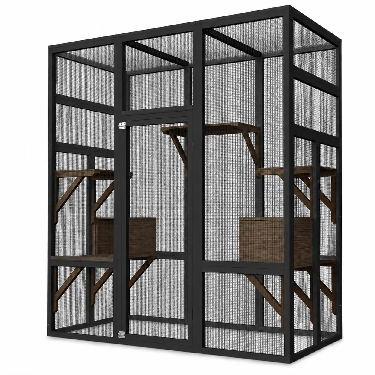 HiMISS Outdoor Catio Cat Enclosure Wooden House With Raised Platforms