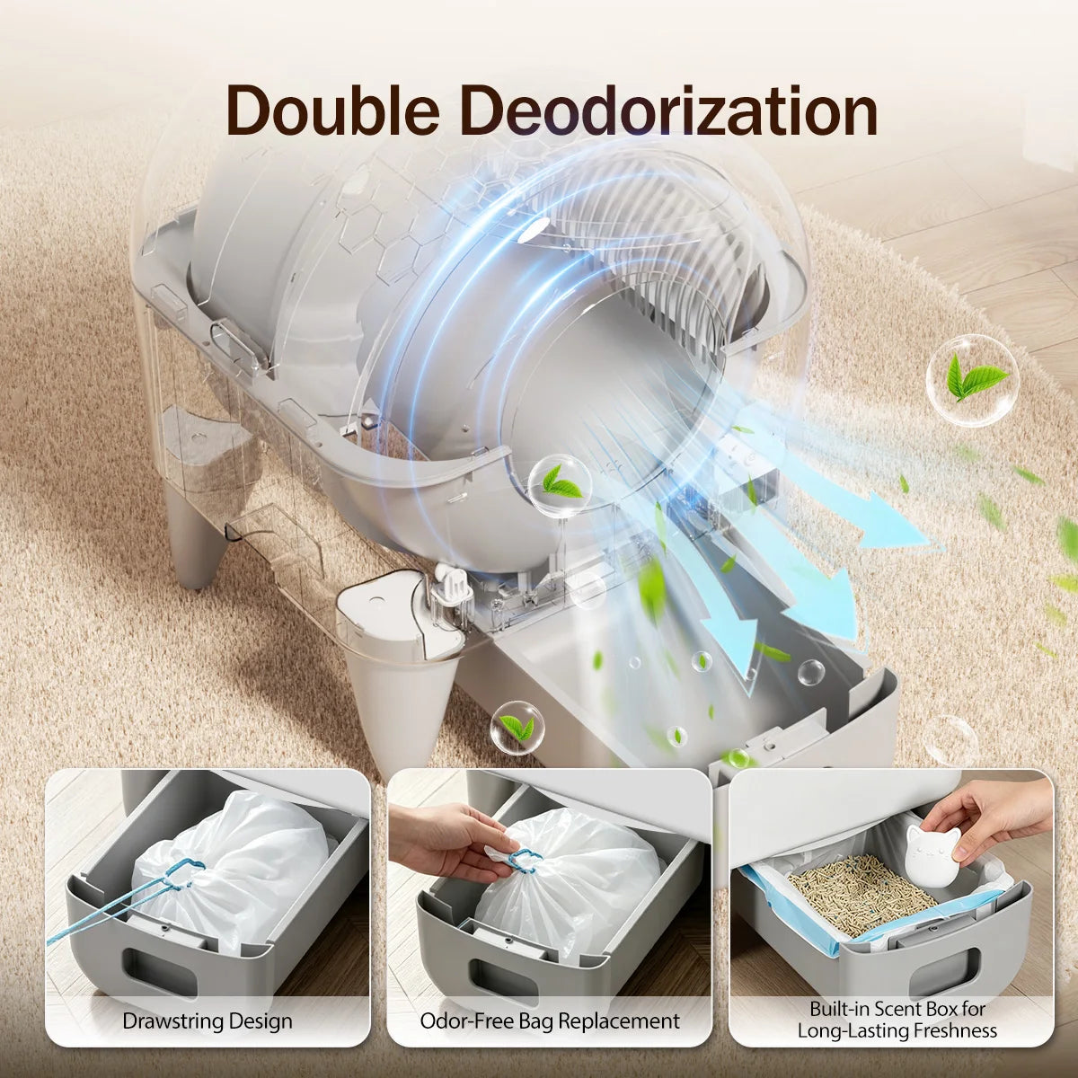 M4 Automatic Smart Cat Litter Box Self Cleaning Fully Enclosed