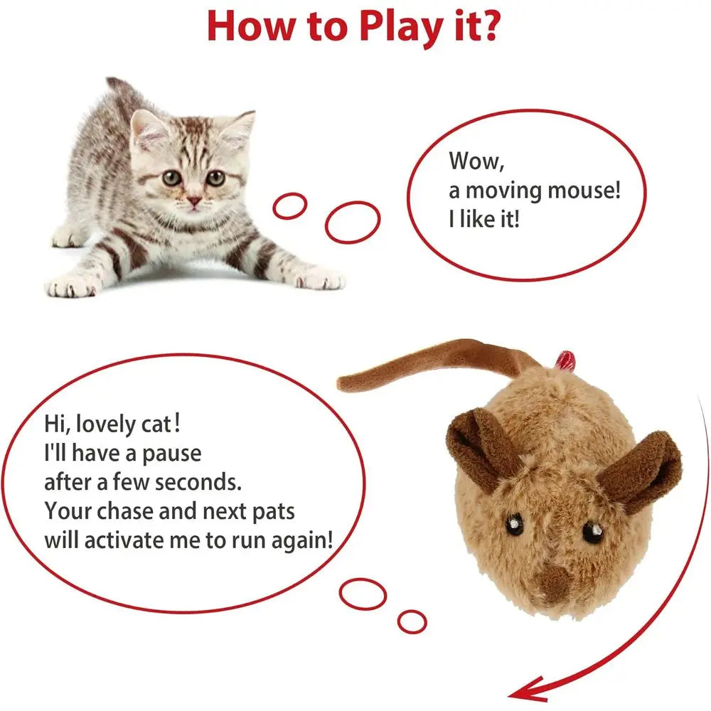 Interactive Cat Toy Mouse Automatic Squeaky For Kitten Indoor Outdoor