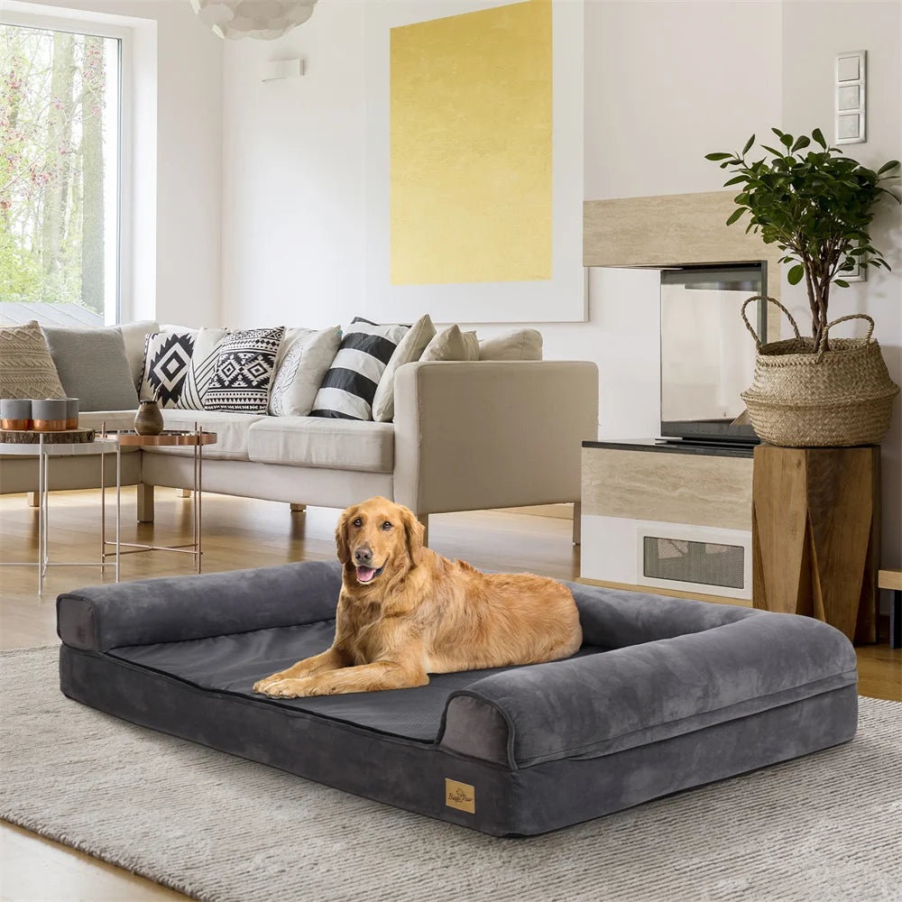 BORWARTCN Calming Orthopedic Memory Foam Dog Bed With Waterproof Cover
