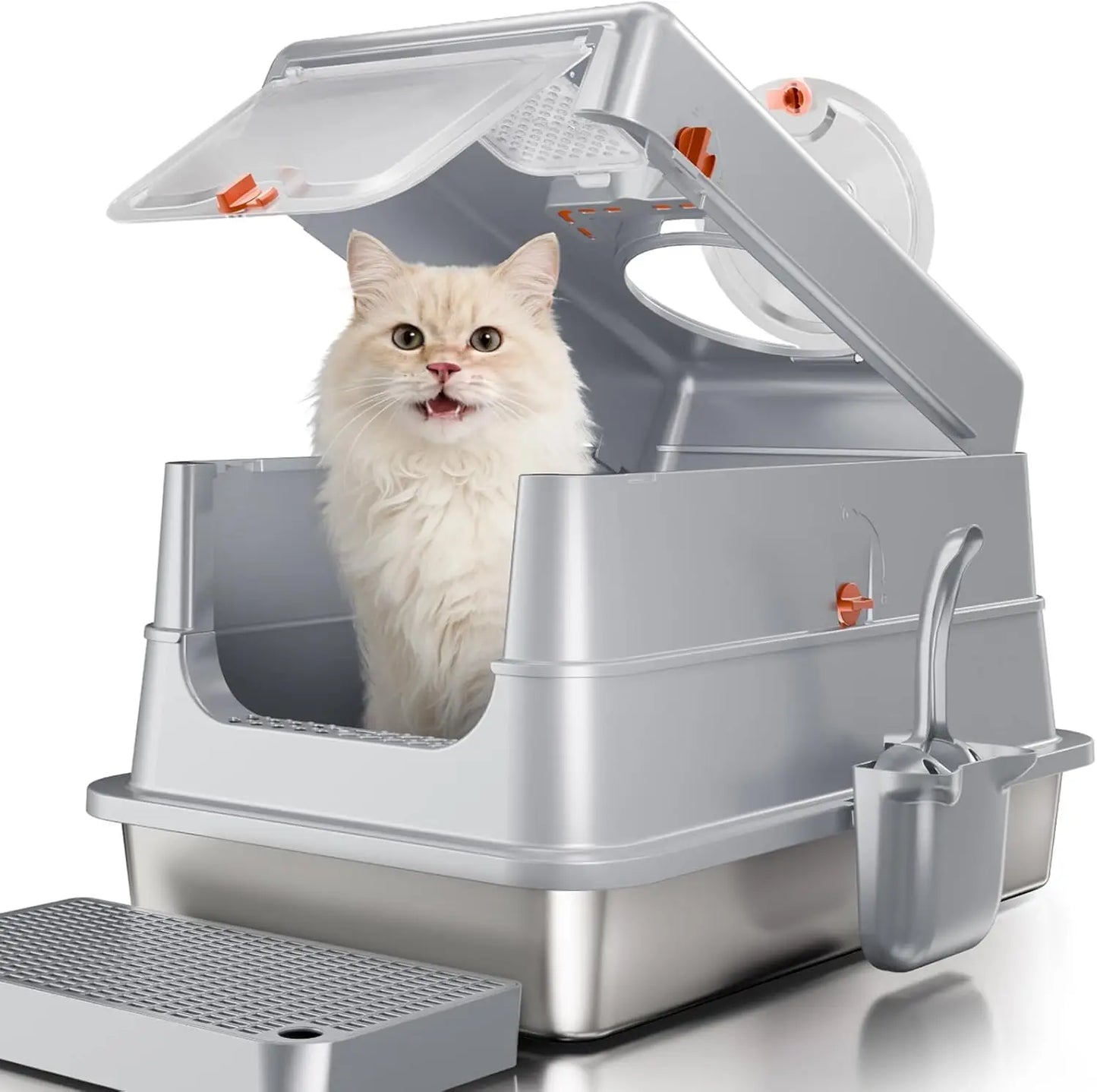 Stainless Steel Cat Litter Box High Sides Odor Control