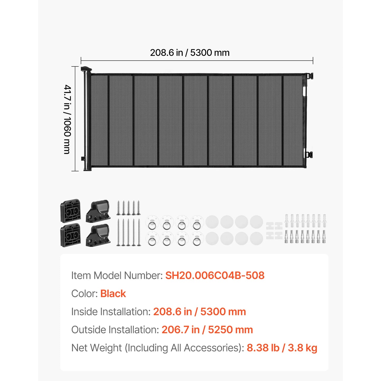 SucceBuy Retractable Baby Gate With Walk Through Safety Lock