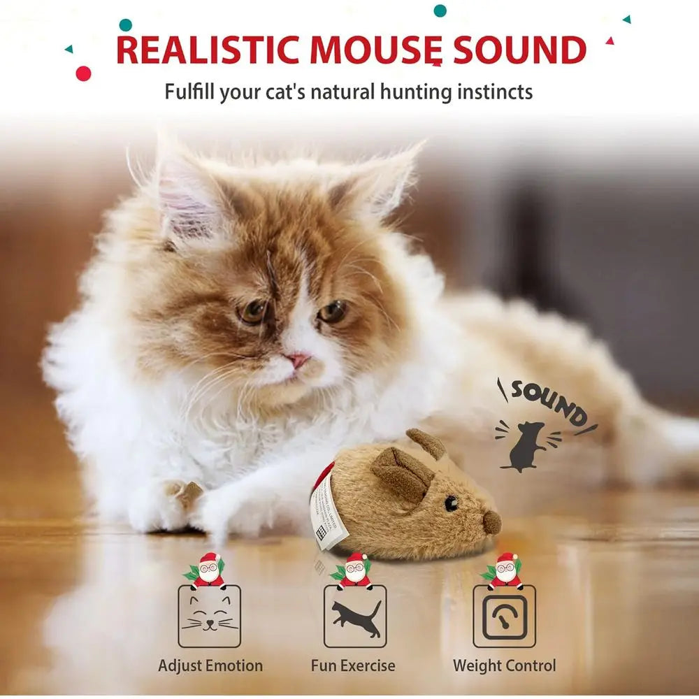 Interactive Cat Toy Mouse Automatic Squeaky For Kitten Indoor Outdoor