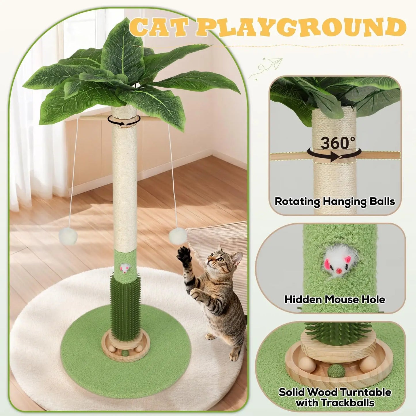 Sisal Cat Tree Scratching Post For Indoor Cats Durable