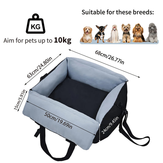 Borwart Portable Dog Car Seat With Safety Belt And Washable Cover