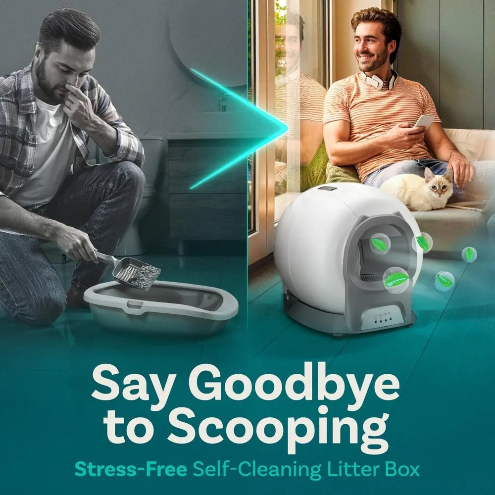 Self Cleaning Litter Box With Auto Safety Sensors For Cats