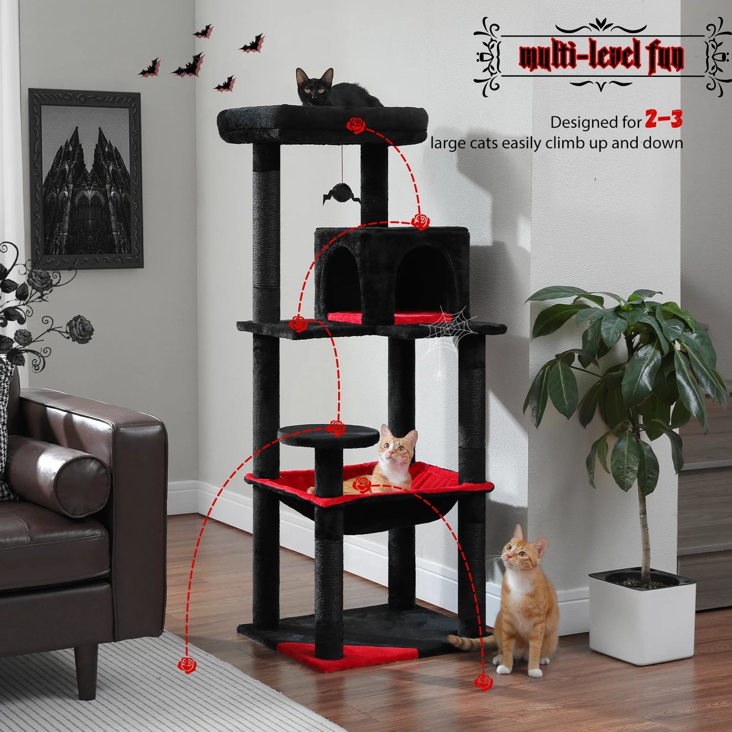 PAWZ Road Five Level Indoor Cat Tree Tower With Hammock