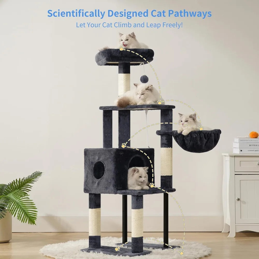 NBVCX Multi Level Cat Tower With Hidden Condo Sisal Posts