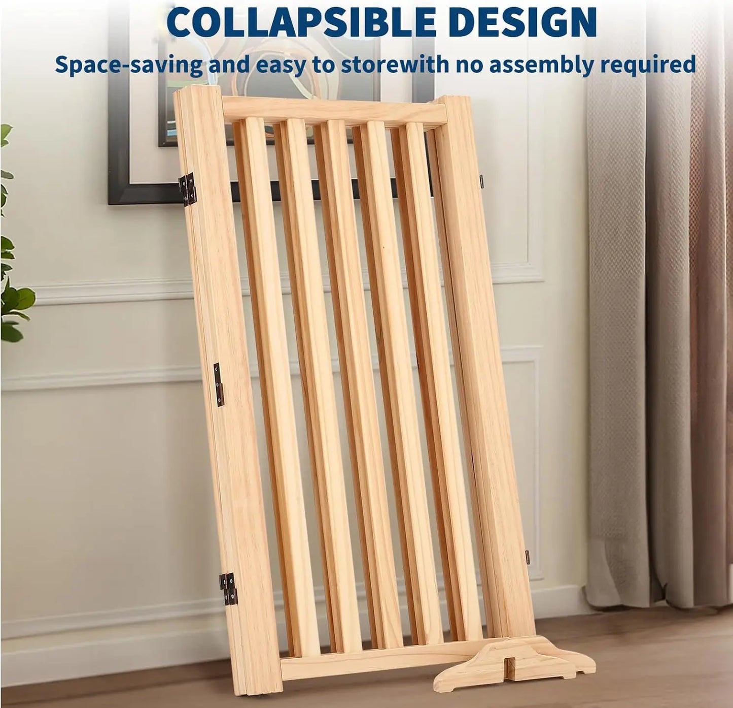 HiMISS Freestanding Wooden Dog Gate Foldable for Doorways and Stairs