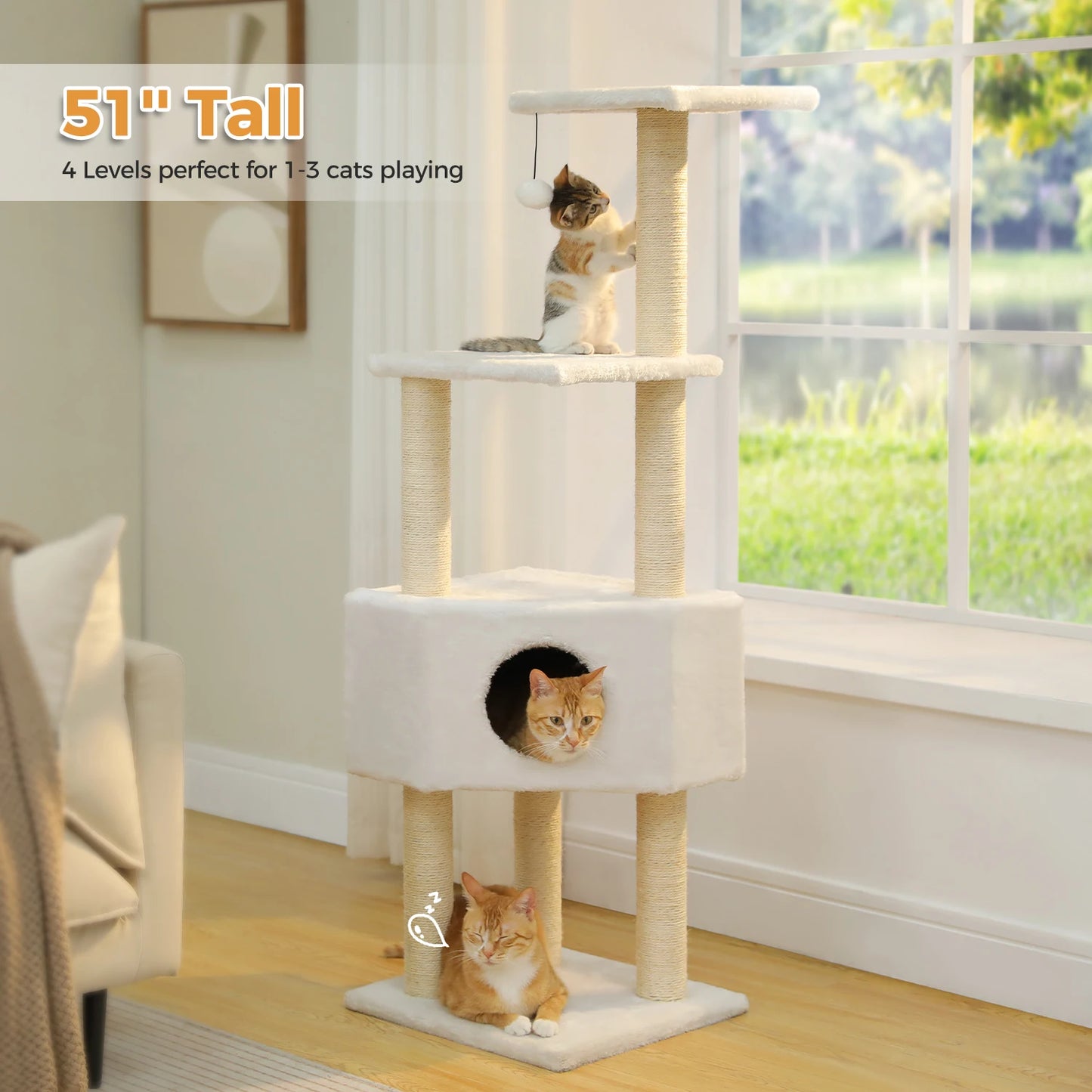 PAWZ Road Cat Tree With Toy Tower And Plush Hammock