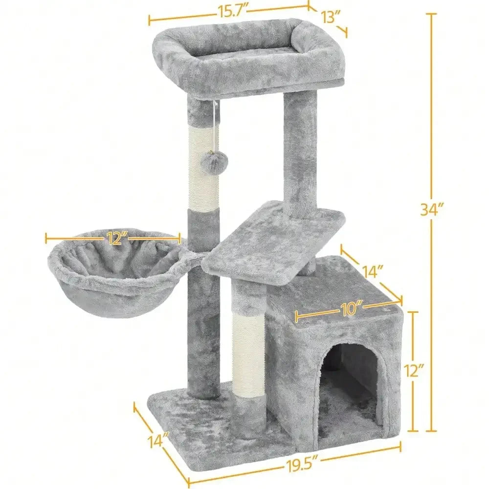 Cat Tower With Plush Cover, Condo, Platform And Basket