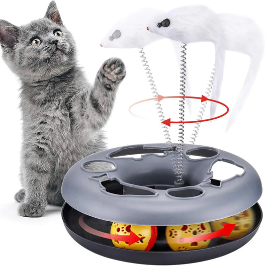 Interactive Cat Toy Roller Track With Catnip And Teaser Mouse
