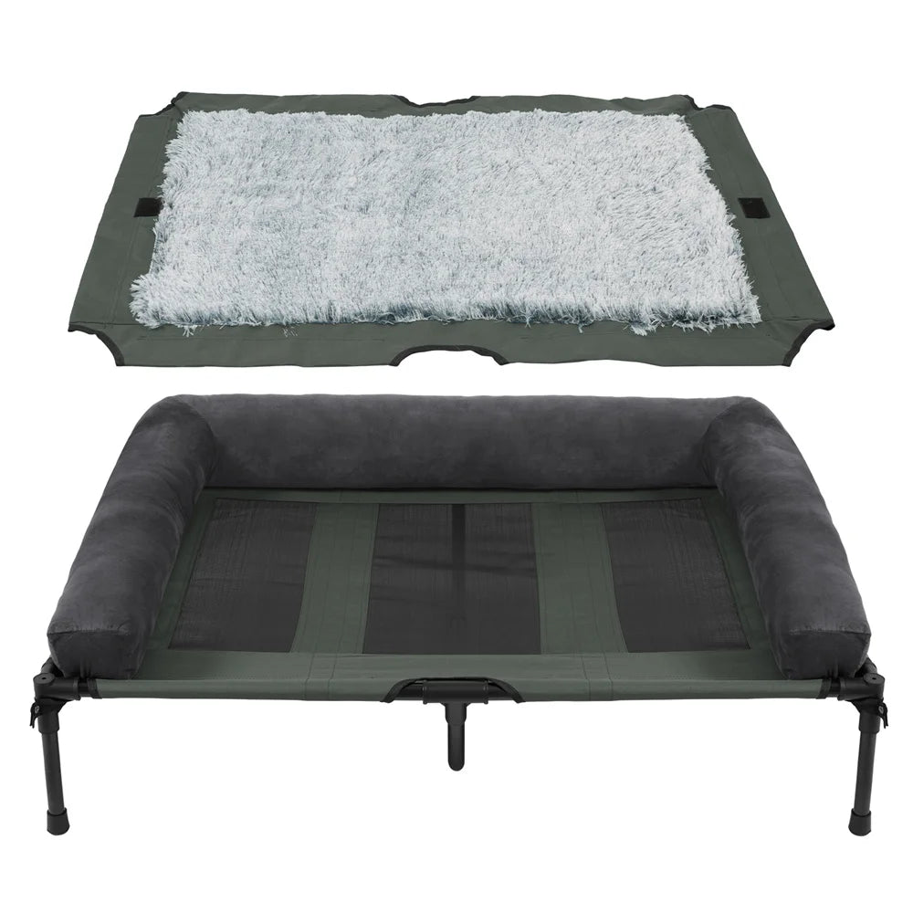 BORWART CN Outdoor Raised Dog Bed With Cooling Plush Mat
