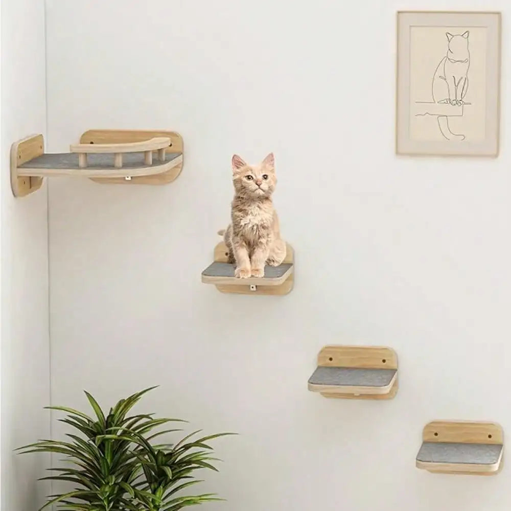 Cat Wall Mounted Corner Climbing Shelf Perches Modern Floating Stairs