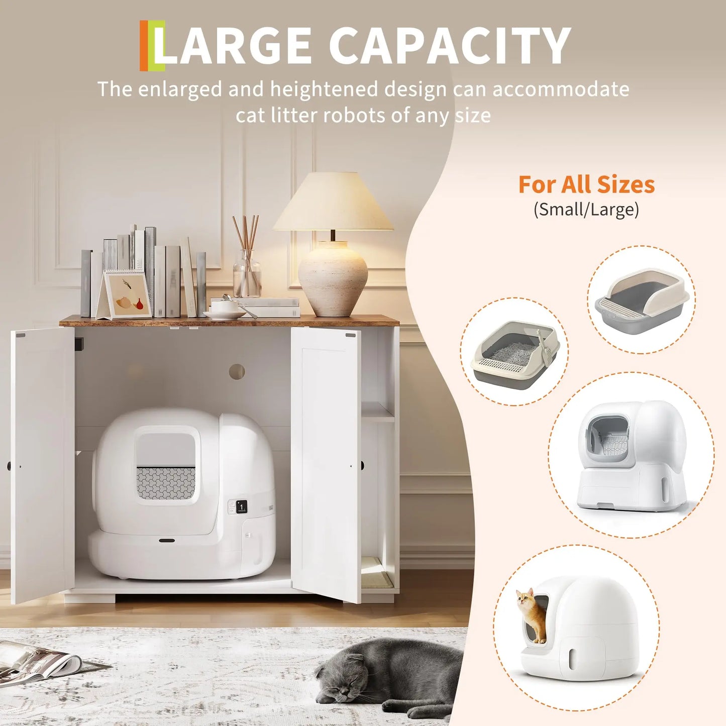HiMISS Cat Litter Enclosure For Litter Robot 3 4 With Litter Collector