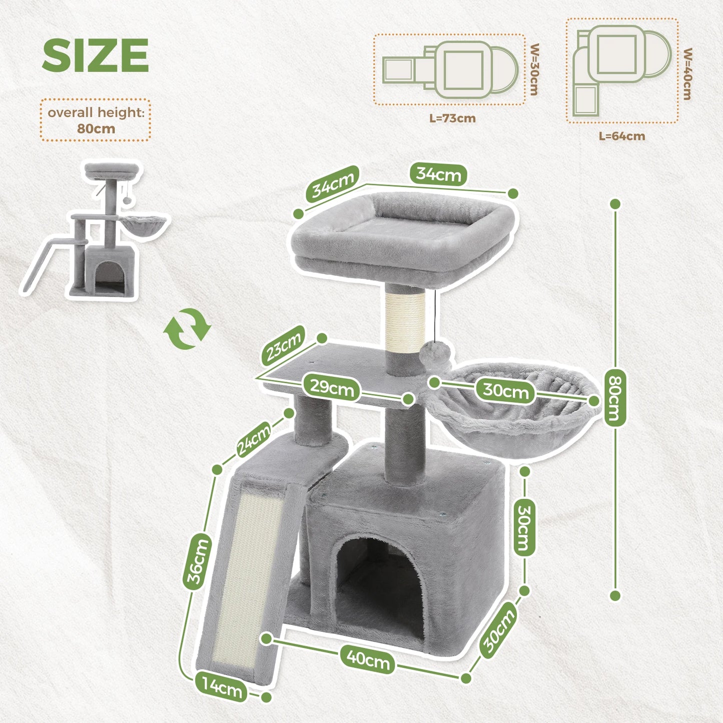 PAWZ Road Three Tier Cat Tree For Indoor Cats Scratching