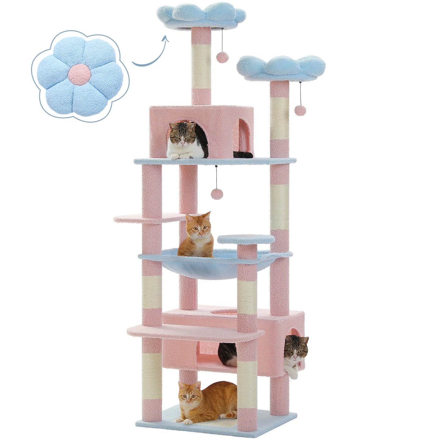 PETEPELA Cat Tree Tower For Indoor Cats With Sisal Covered Scratching Posts