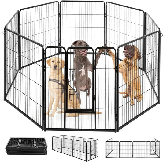 Heavy Duty Dog Playpen 8 Panels Rust Resistant Metal Fence