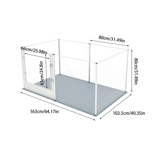BORWART Acrylic Dog Playpen 3in1 Indoor Enclosure With Waterproof Pad