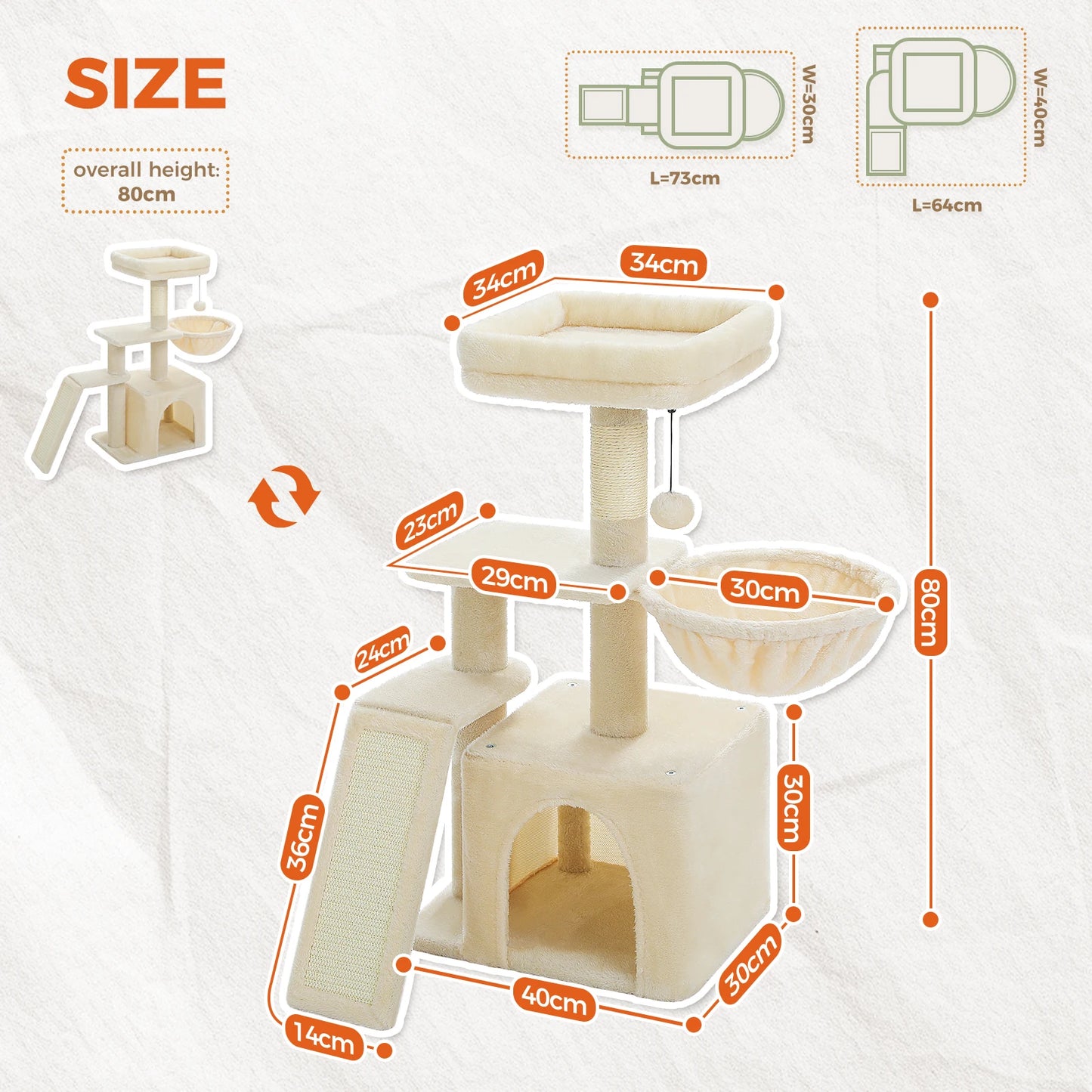 PAWZ Road Three Tier Cat Tree For Indoor Cats Scratching