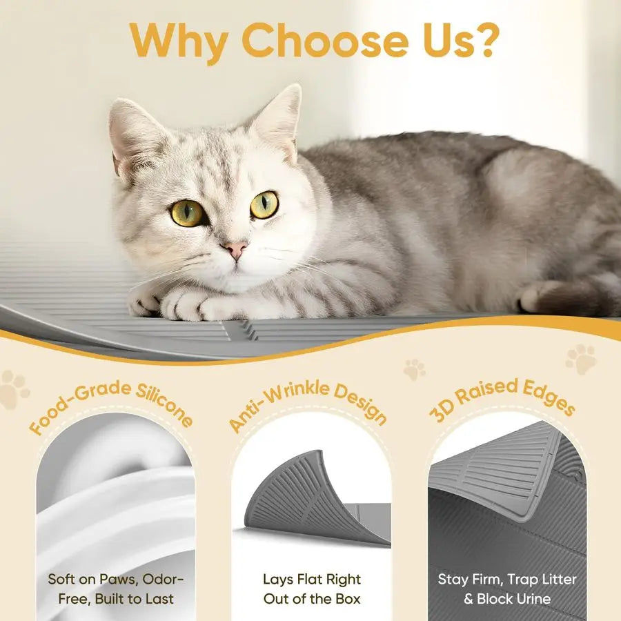 XMSJ Cat Litter Mat Silicone Waterproof Non Slip Trapping