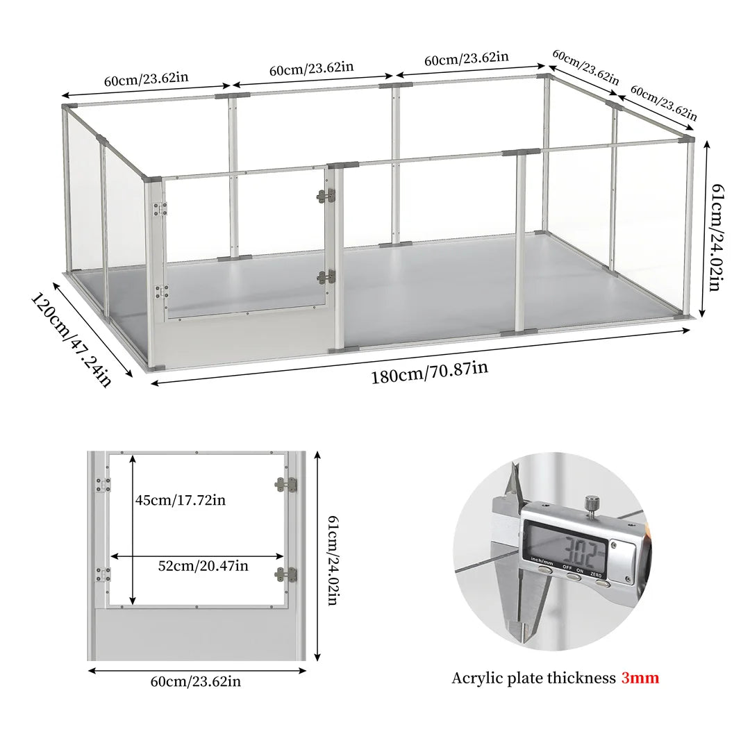 BINGOPAW Indoor Pet Whelping Pen Clear Acrylic Playpen Waterproof Pad