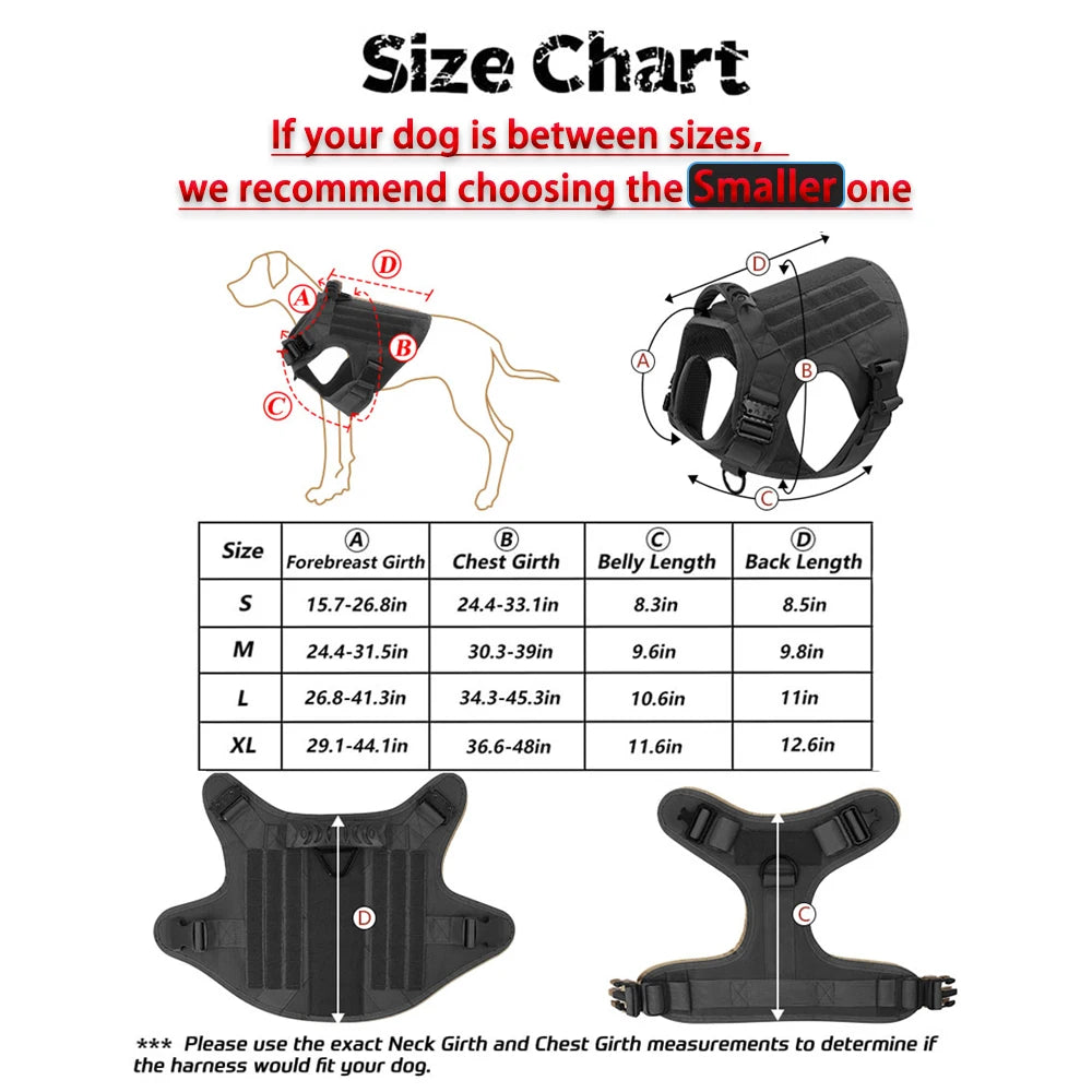 Rugged Tactical Dog Harness Vest With Molle Pouches For Dogs