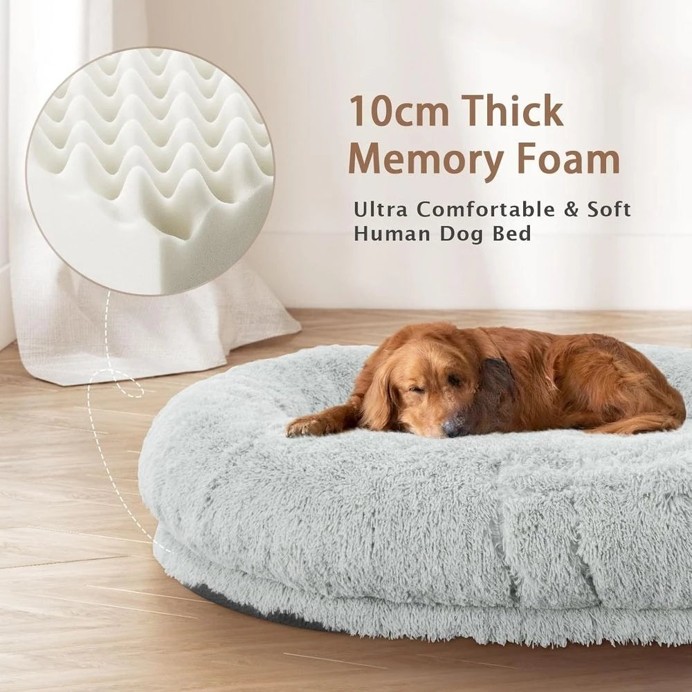 Memory Foam Dog Bed With Pillow And Plush Blanket Strap