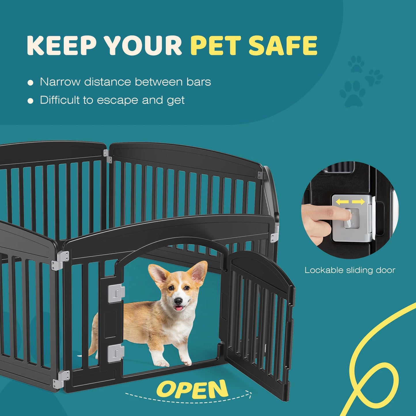 JHK Plastic Dog Playpen Durable Expandable Indoor Outdoor Pet Fence