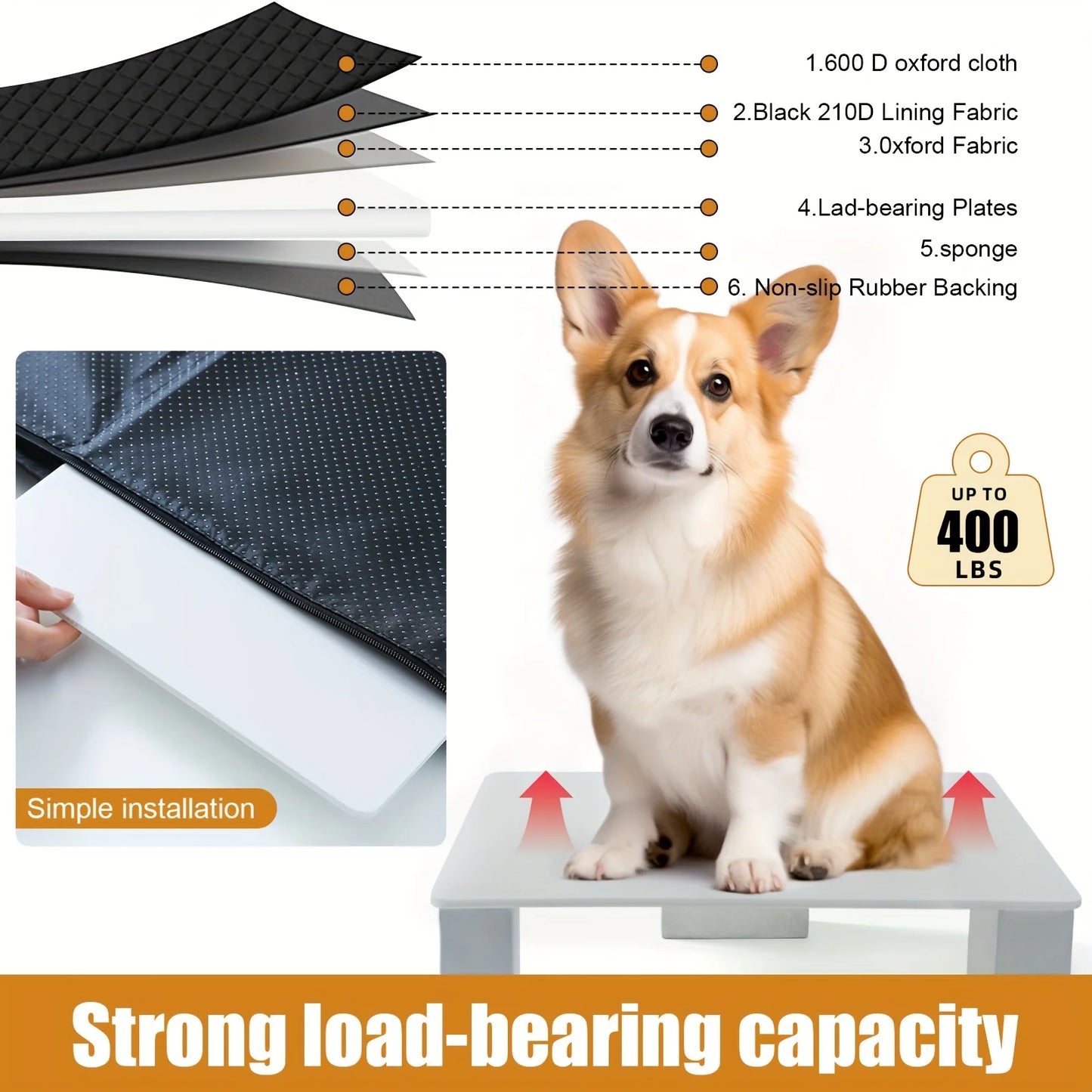 Nonecn Dog Back Seat Extender Car Hammock Cover Waterproof