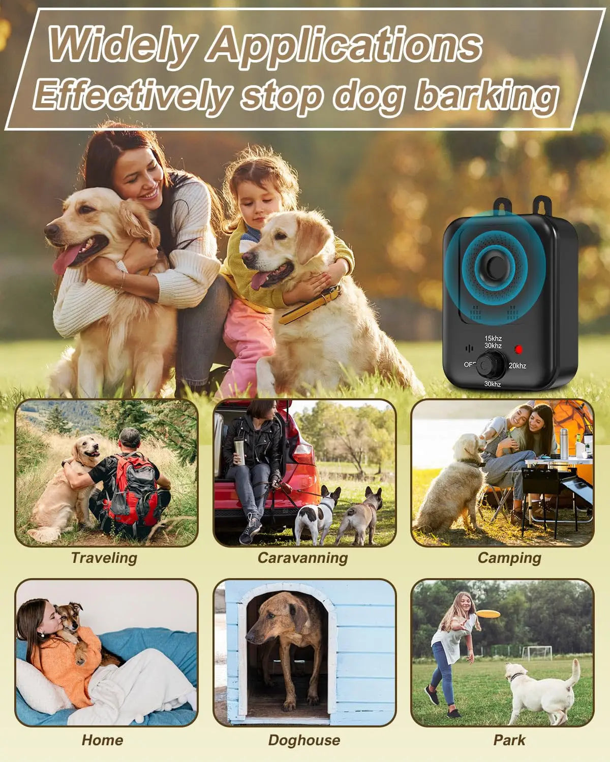 Automatic Ultrasonic Dog Bark Deterrent Rechargeable Indoor Outdoor