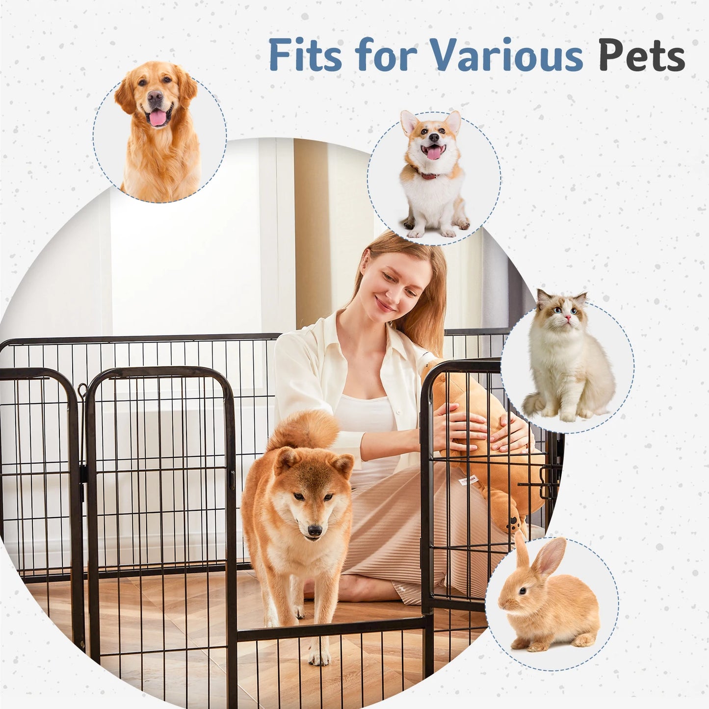 JHK Durable Metal Dog Playpen Foldable Pet Exercise Fence